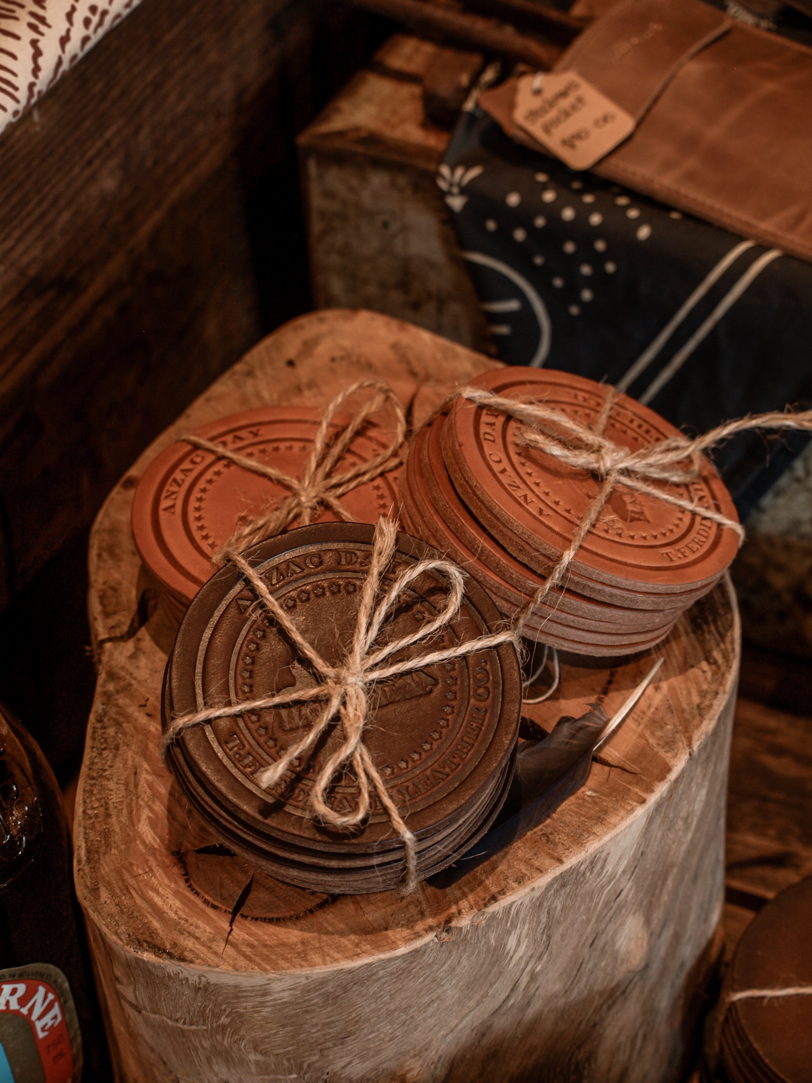 Leather Coasters SET OF 6